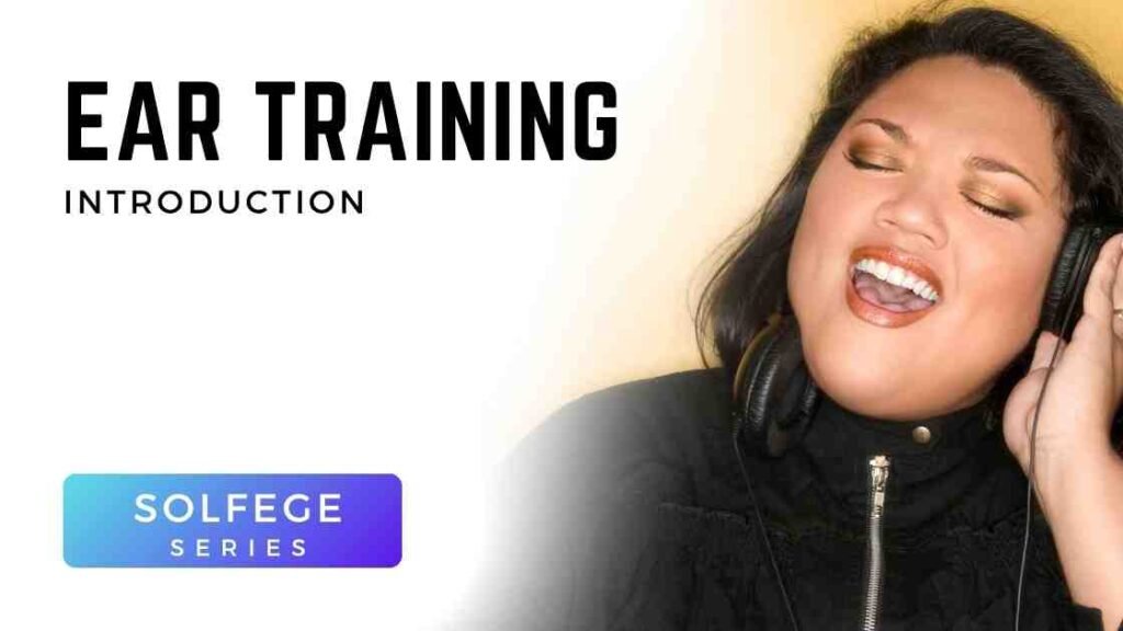 Confident adult singer wearing headphones smiles while singing, representing the start of solfège ear training in the Voice 360 Green & Blue course for teens and adults.